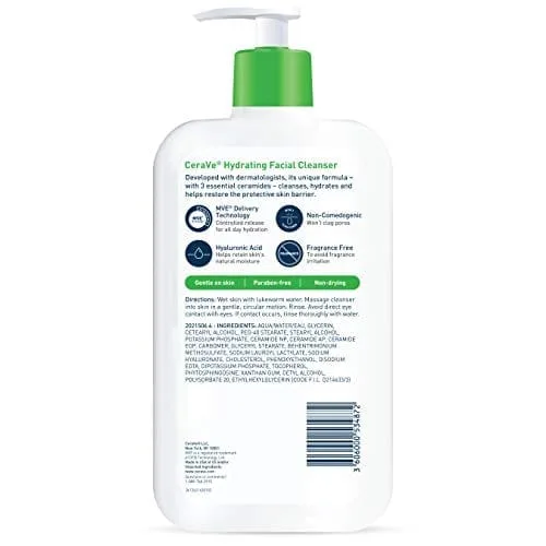 CeraVe Hydrating Facial Cleanser | Moisturizing Non-Foaming Face Wash with Hyaluronic Acid, Ceramides and Glycerin | Fragrance Free Paraben Free | 19 Fluid Ounce  Beauty & Personal Care - Image 12