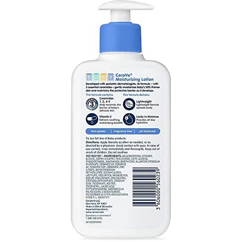 CeraVe Baby Lotion | Gentle Baby Skin Care with Ceramides, Niacinamide & Vitamin E | Fragrance, Paraben, Dye & Phthalates Free | Lightweight Baby Moisturizer | 8 Ounce | Packaging May Vary Baby - Image 8