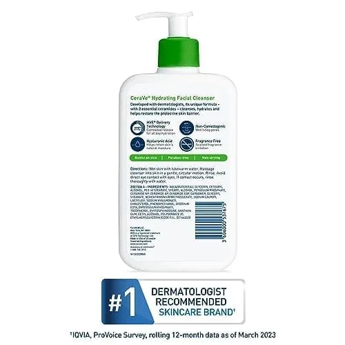 CeraVe Hydrating Facial Cleanser | Moisturizing Non-Foaming Face Wash with Hyaluronic Acid, Ceramides and Glycerin | Fragrance Free Paraben Free | 19 Fluid Ounce  Beauty & Personal Care - Image 6