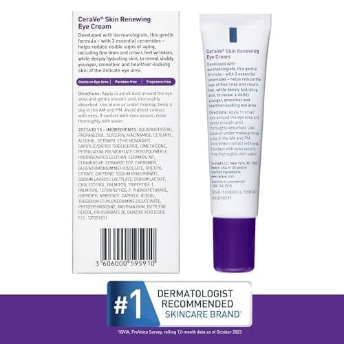 CeraVe Eye Cream for Wrinkles | Under Eye Cream with Caffeine, Peptides, Hyaluronic Acid, Niacinamide, and Ceramides for Fine Lines | Fragrance Free & Ophthalmologist Tested |0.5 Ounces Beauty & Personal Care - Image 8