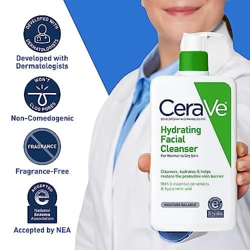 CeraVe Hydrating Facial Cleanser | Moisturizing Non-Foaming Face Wash with Hyaluronic Acid, Ceramides and Glycerin | Fragrance Free Paraben Free | 19 Fluid Ounce  Beauty & Personal Care - Image 4
