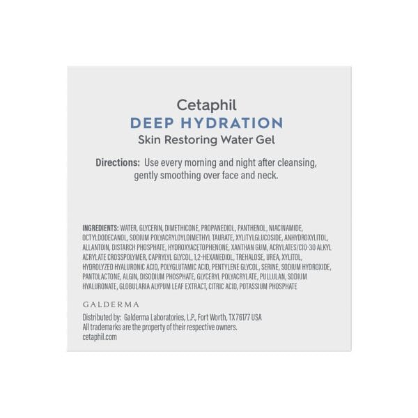 Cetaphil Deep Hydration Skin Restoring Water Gel with Hyaluronic and Polyglutamic Acid, Face Moisturizer, 72 Hour Hydration, For Dry, Dehydrated Sensitive Skin, Fragrance Free, 1.7 oz, Fragrance Free - Image 6