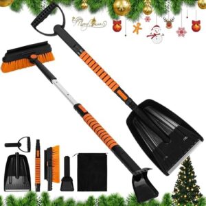 5-in-1 Extendable Snow Shovel and Ice Scraper for Car, 31"-40" Snow Brush with Squeegee, Pivoting Brush Head & Foam Grip for Windshield, Truck, SUV : Patio, Lawn & Garden